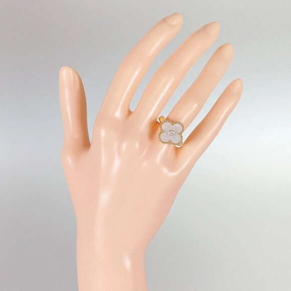 Van Cleef & Arpels Vintage Alhambra VCARA41148 Yellow gold Shell diamond Ring - Picture 11 of 14